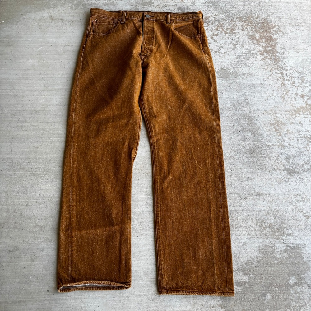 Levis 501 White Oak Cone Denim Jeans 38x34 Brown Straight Leg Button Fly